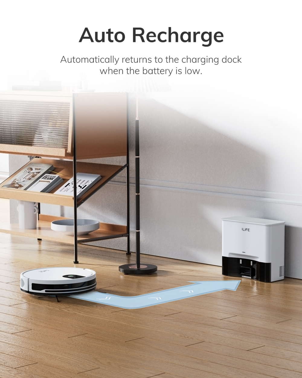 Refurbished ILIFE G9 Pro Robot Vacuum Cleaner, with Self-Emptying Station, Gyroscope Navigation, 3000Pa Suction, 100min Runtime, 2.5L Dust Bag, Plan/Edge/Spot/Max Mode, Support Alexa/Google Home