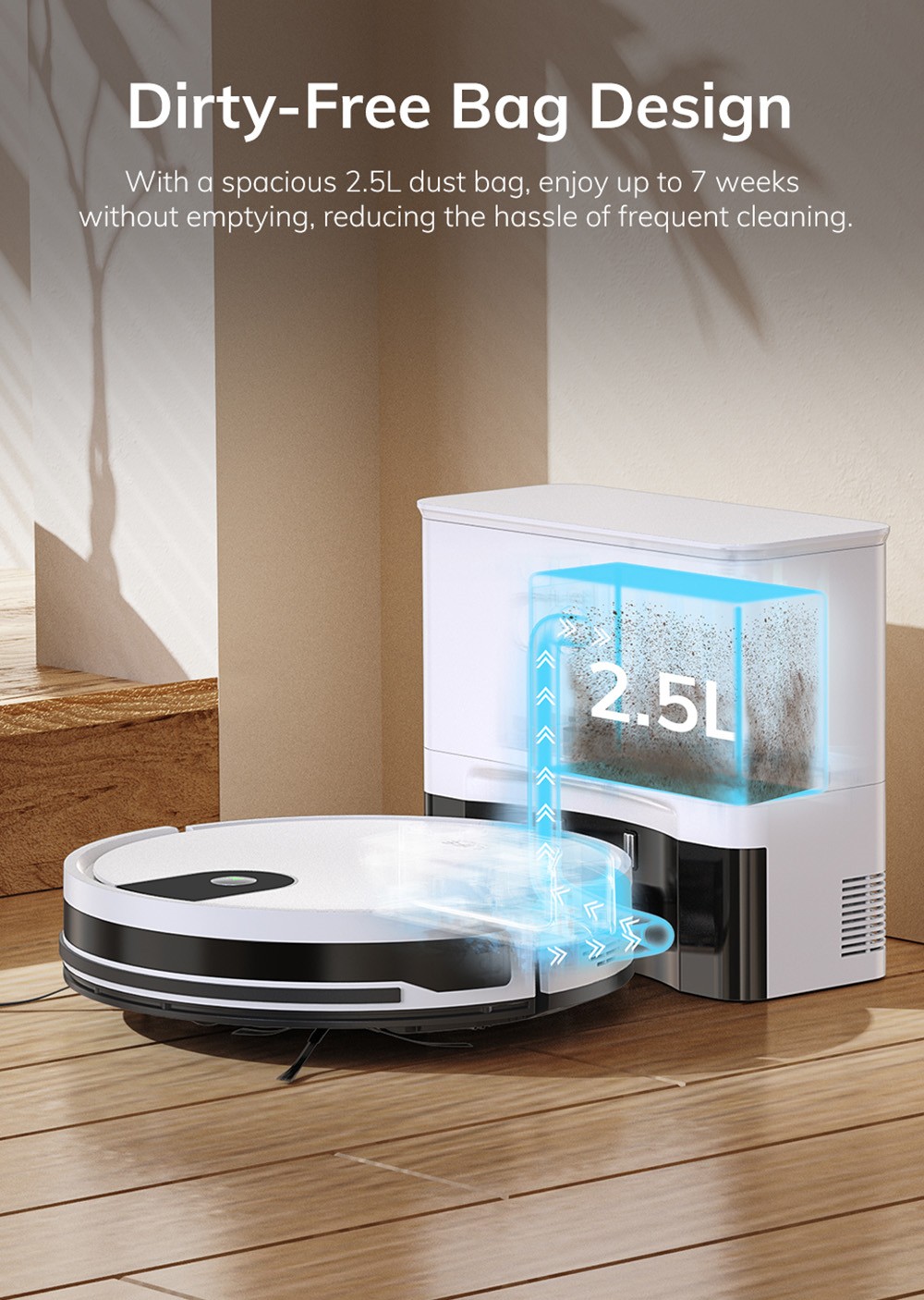 Refurbished ILIFE G9 Pro Robot Vacuum Cleaner, with Self-Emptying Station, Gyroscope Navigation, 3000Pa Suction, 100min Runtime, 2.5L Dust Bag, Plan/Edge/Spot/Max Mode, Support Alexa/Google Home