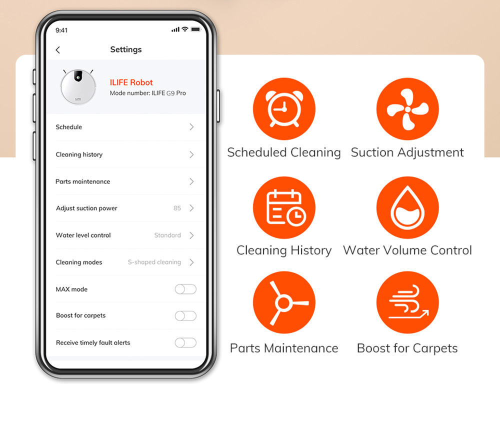 Refurbished ILIFE G9 Pro Robot Vacuum Cleaner, with Self-Emptying Station, Gyroscope Navigation, 3000Pa Suction, 100min Runtime, 2.5L Dust Bag, Plan/Edge/Spot/Max Mode, Support Alexa/Google Home