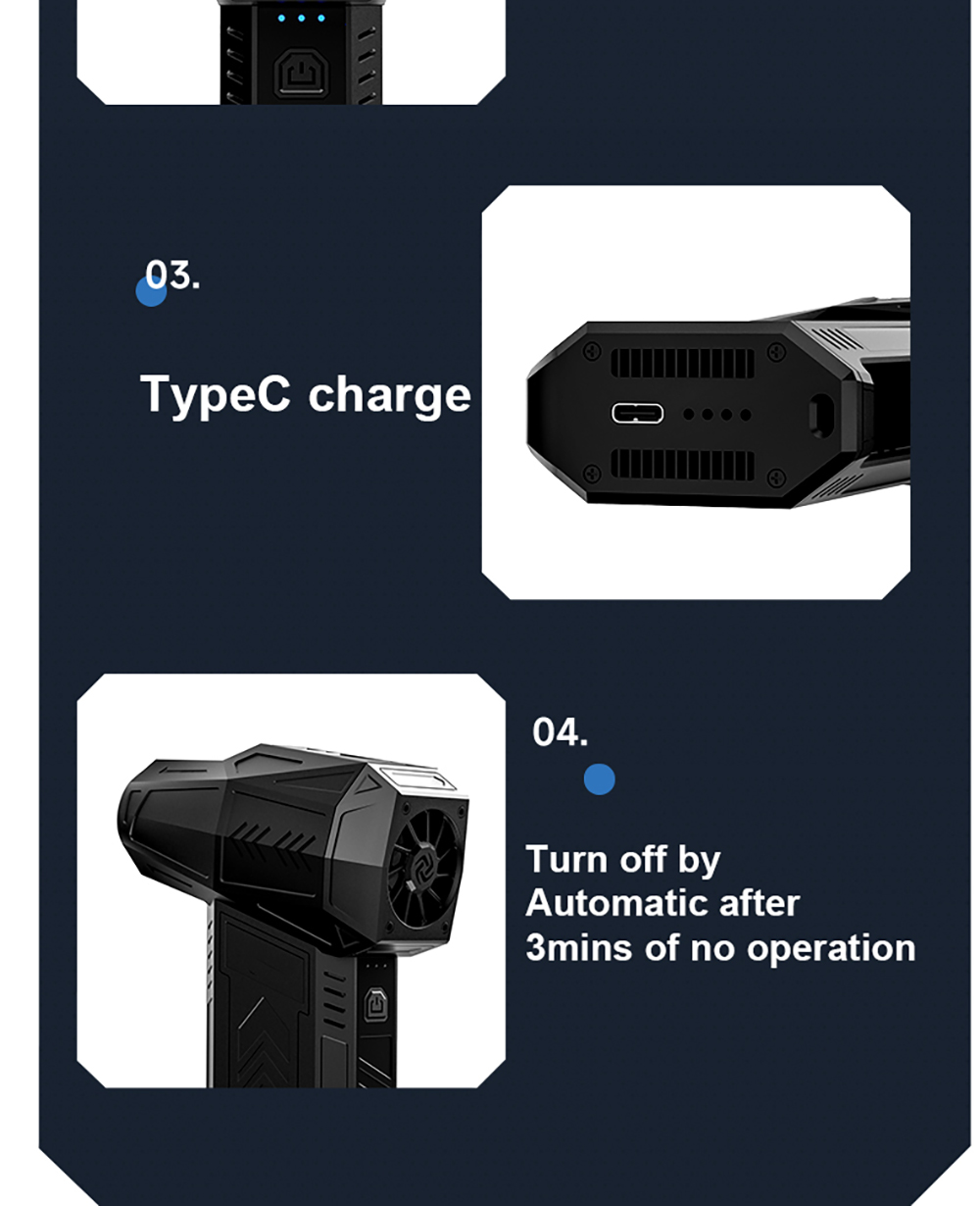 JARVIS X11 Violent Turbo Fan, 130,000RPM Brushless Motor, Type-C Charge, 3000mAh Battery Capacity, Three Wind Speeds