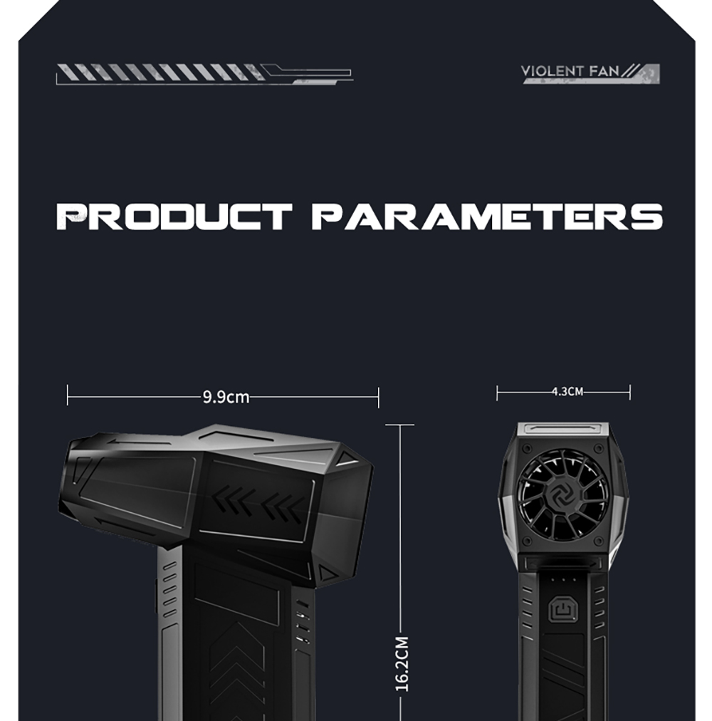 JARVIS X11 Violent Turbo Fan, 130,000RPM Brushless Motor, Type-C Charge, 3000mAh Battery Capacity, Three Wind Speeds