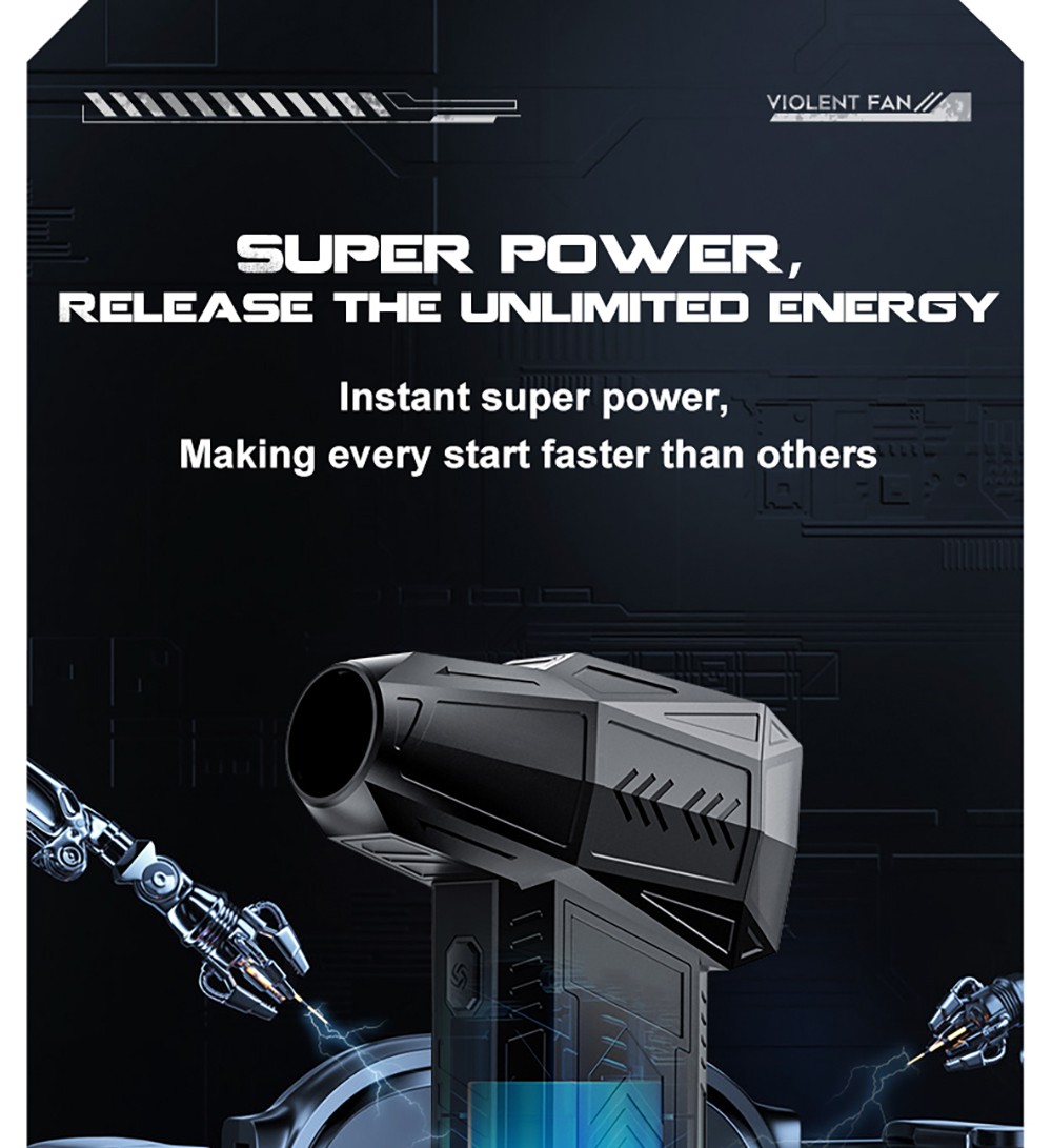 JARVIS X11 Violent Turbo Fan, 130,000RPM Brushless Motor, Type-C Charge, 3000mAh Battery Capacity, Three Wind Speeds