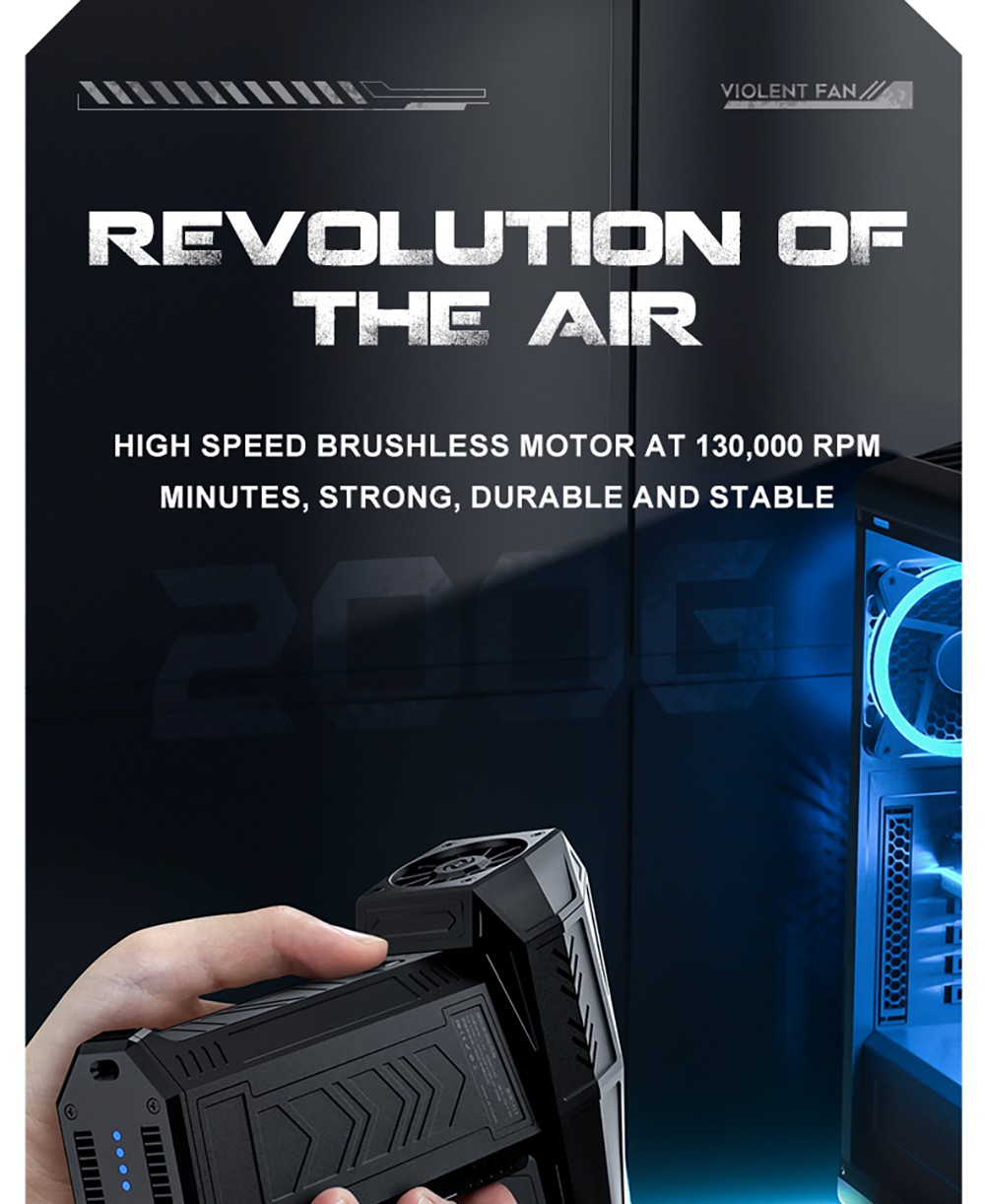 JARVIS X11 Violent Turbo Fan, 130,000RPM Brushless Motor, Type-C Charge, 3000mAh Battery Capacity, Three Wind Speeds