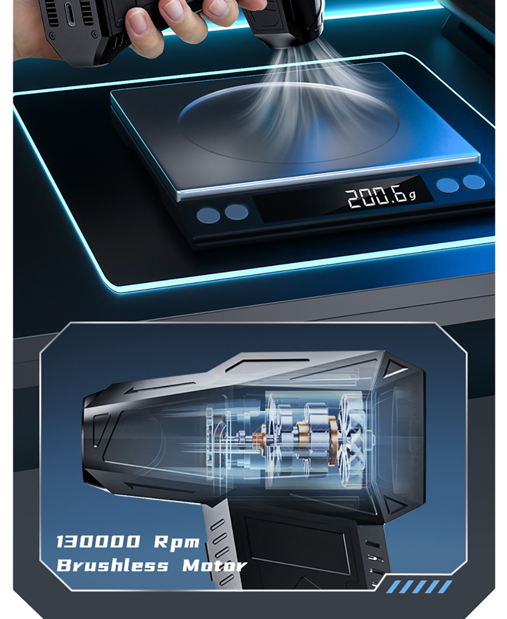 JARVIS X11 Violent Turbo Fan, 130,000RPM Brushless Motor, Type-C Charge, 3000mAh Battery Capacity, Three Wind Speeds