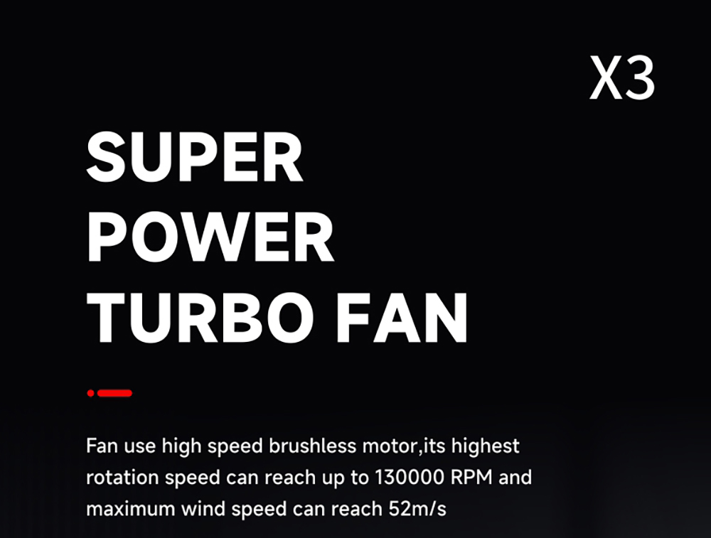JARVIS X3 Violent Turbo Fan, 130,000RPM Brushless Motor, 3000mAh Battery Capacity, Three Wind Speeds