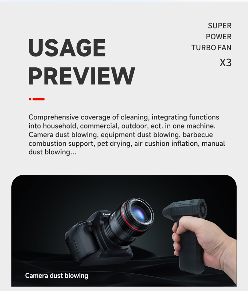 JARVIS X3 Violent Turbo Fan, 130,000RPM Brushless Motor, 3000mAh Battery Capacity, Three Wind Speeds