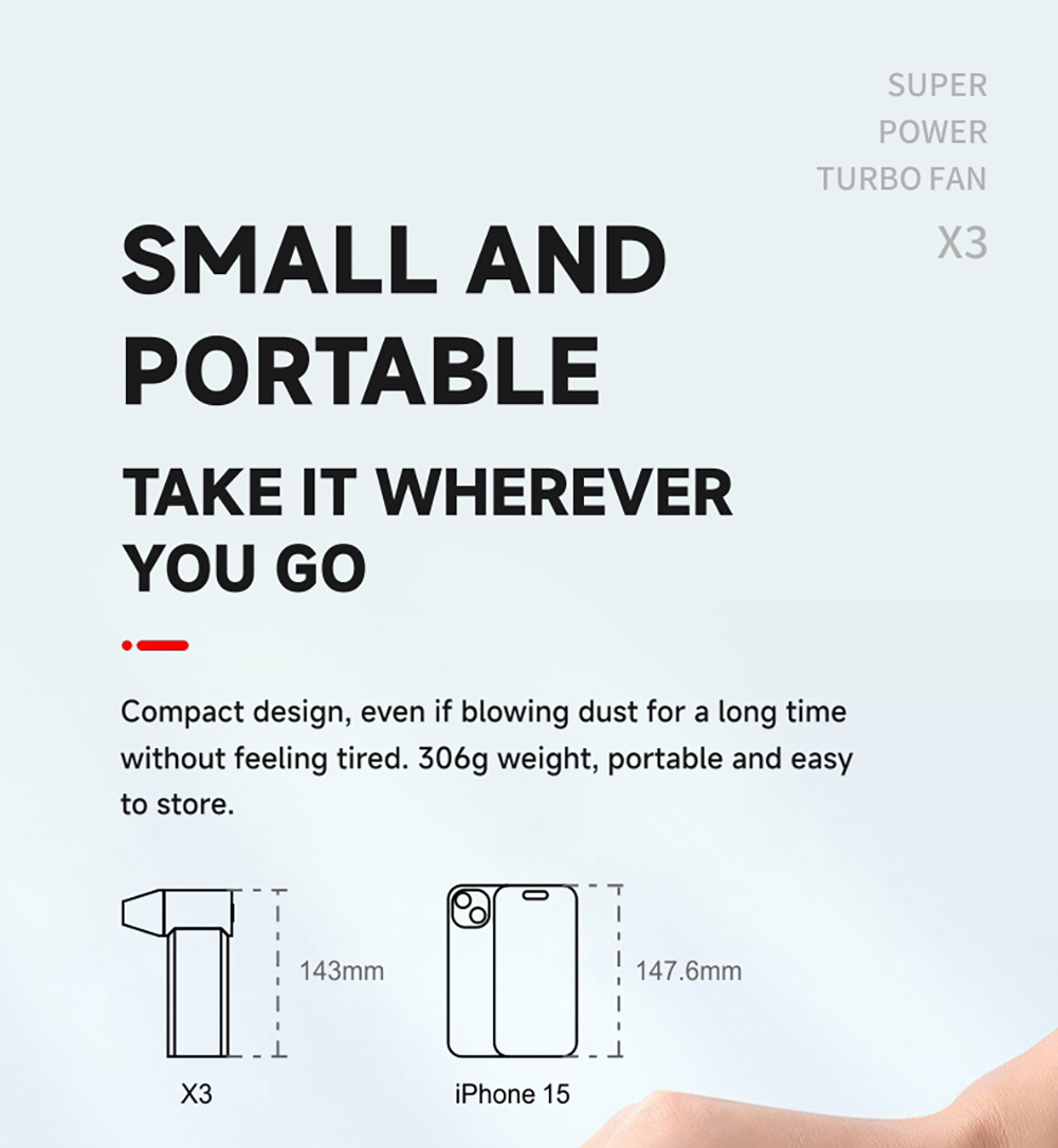 JARVIS X3 Violent Turbo Fan, 130,000RPM Brushless Motor, 3000mAh Battery Capacity, Three Wind Speeds