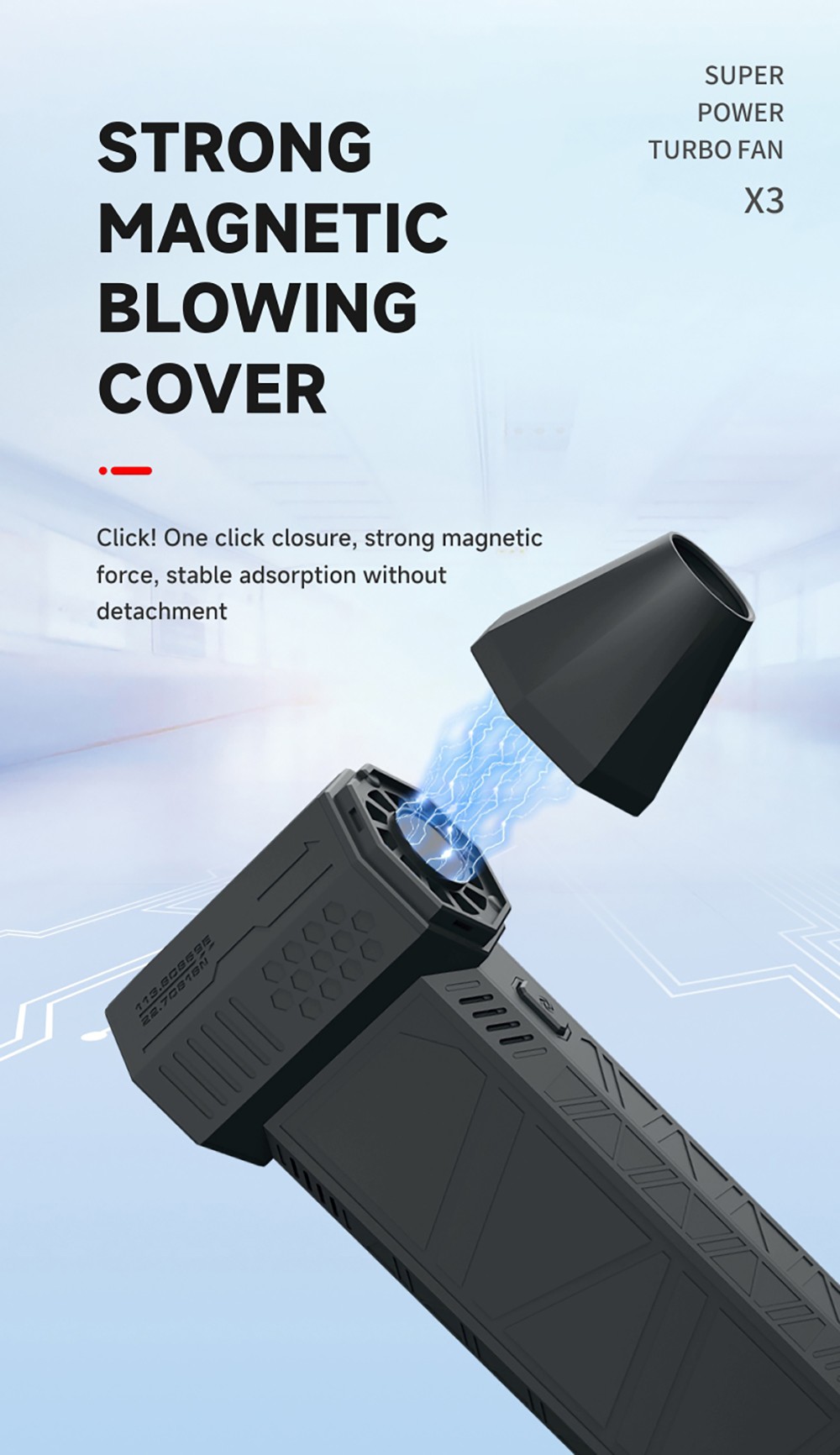 JARVIS X3 Violent Turbo Fan, 130,000RPM Brushless Motor, 3000mAh Battery Capacity, Three Wind Speeds