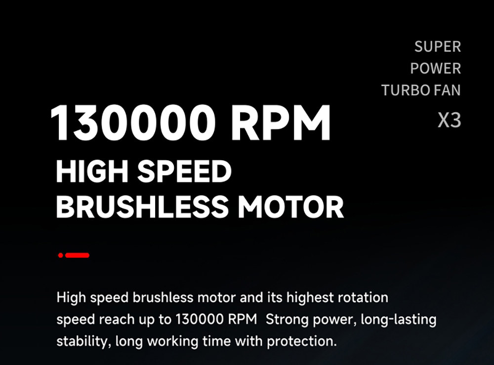 JARVIS X3 Violent Turbo Fan, 130,000RPM Brushless Motor, 3000mAh Battery Capacity, Three Wind Speeds