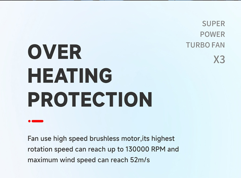 JARVIS X3 Violent Turbo Fan, 130,000RPM Brushless Motor, 3000mAh Battery Capacity, Three Wind Speeds