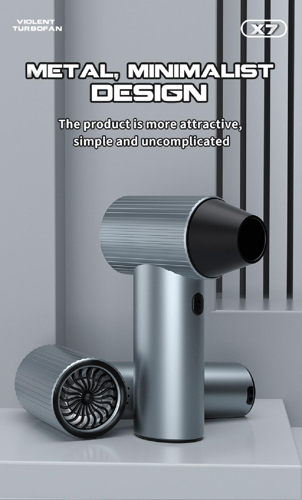 JARVIS X7 Violent Turbo Fan, 9,000RPM Brushless Motor, 15W Fast Charging, 2500mAh Battery Capacity, Three Wind Speeds