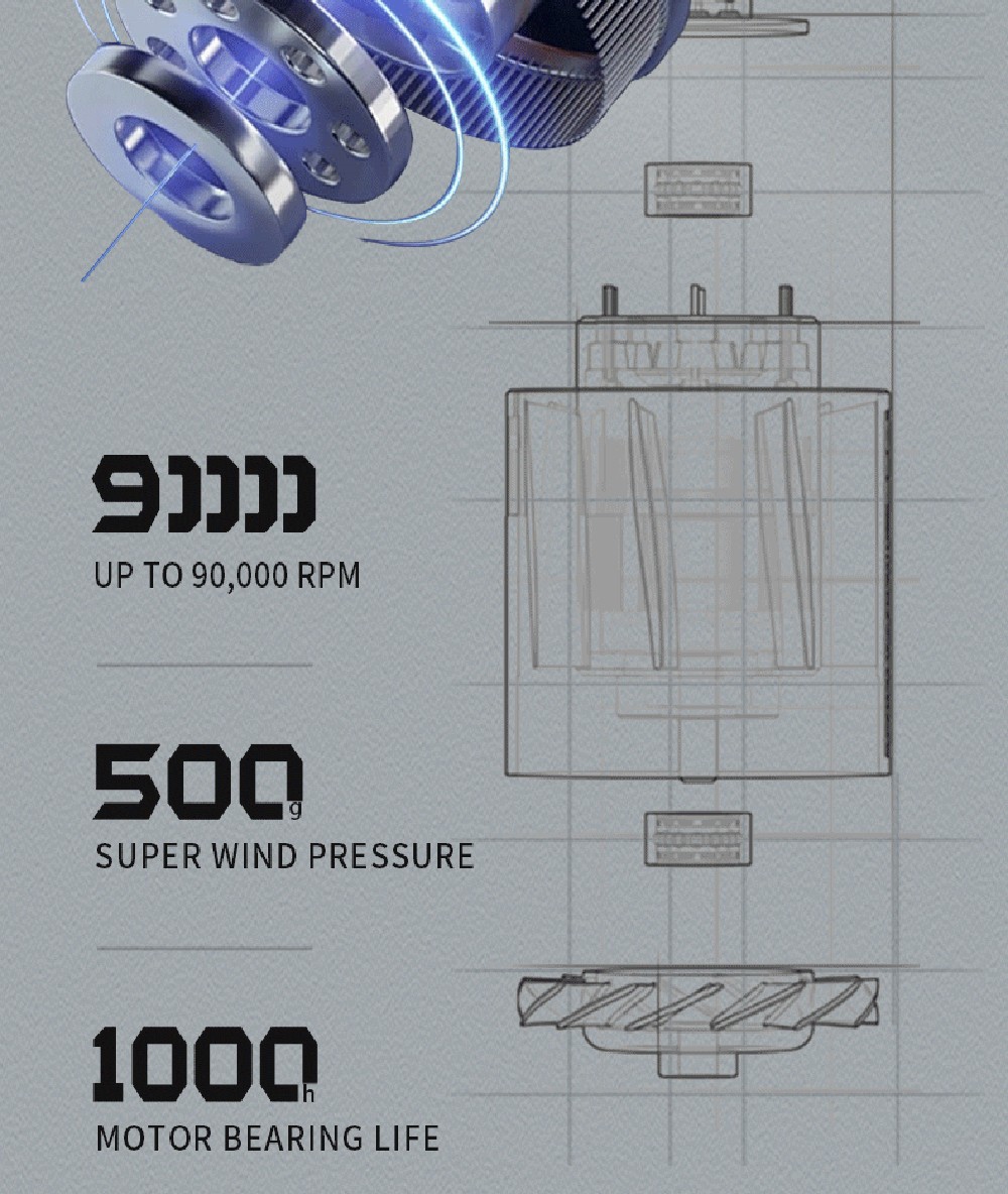 JARVIS X7 Violent Turbo Fan, 9,000RPM Brushless Motor, 15W Fast Charging, 2500mAh Battery Capacity, Three Wind Speeds