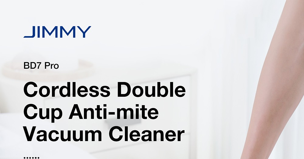 Refurbished JIMMY BD7 Pro Cordless Double Cup Anti-mite Vacuum Cleaner, 245mm Suction Inlet, 0.5L Dust Cup, Smart Dust Sensor