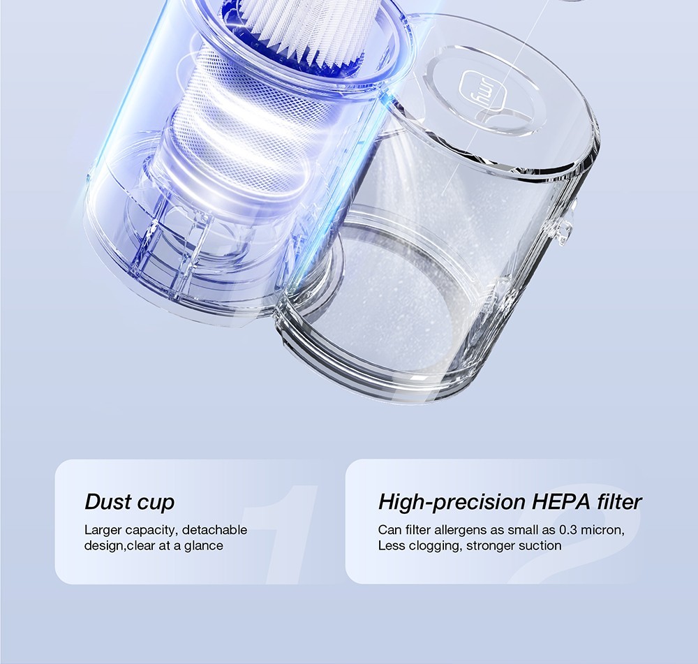 JIMMY BX6 Pro Double Cup Anti-mite Vacuum Cleaner, 245mm Suction Inlet, 0.5L Dust Cup Capacity, Smart Dust Sensor