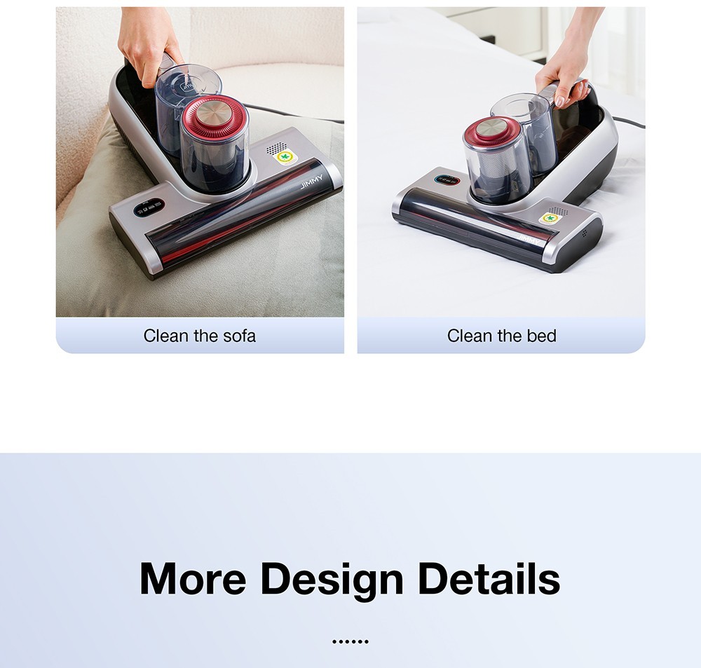 JIMMY BX6 Pro Double Cup Anti-mite Vacuum Cleaner, 245mm Suction Inlet, 0.5L Dust Cup Capacity, Smart Dust Sensor