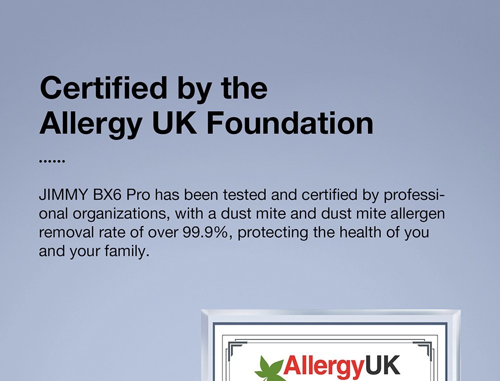 JIMMY BX6 Pro Double Cup Anti-mite Vacuum Cleaner, 245mm Suction Inlet, 0.5L Dust Cup Capacity, Smart Dust Sensor