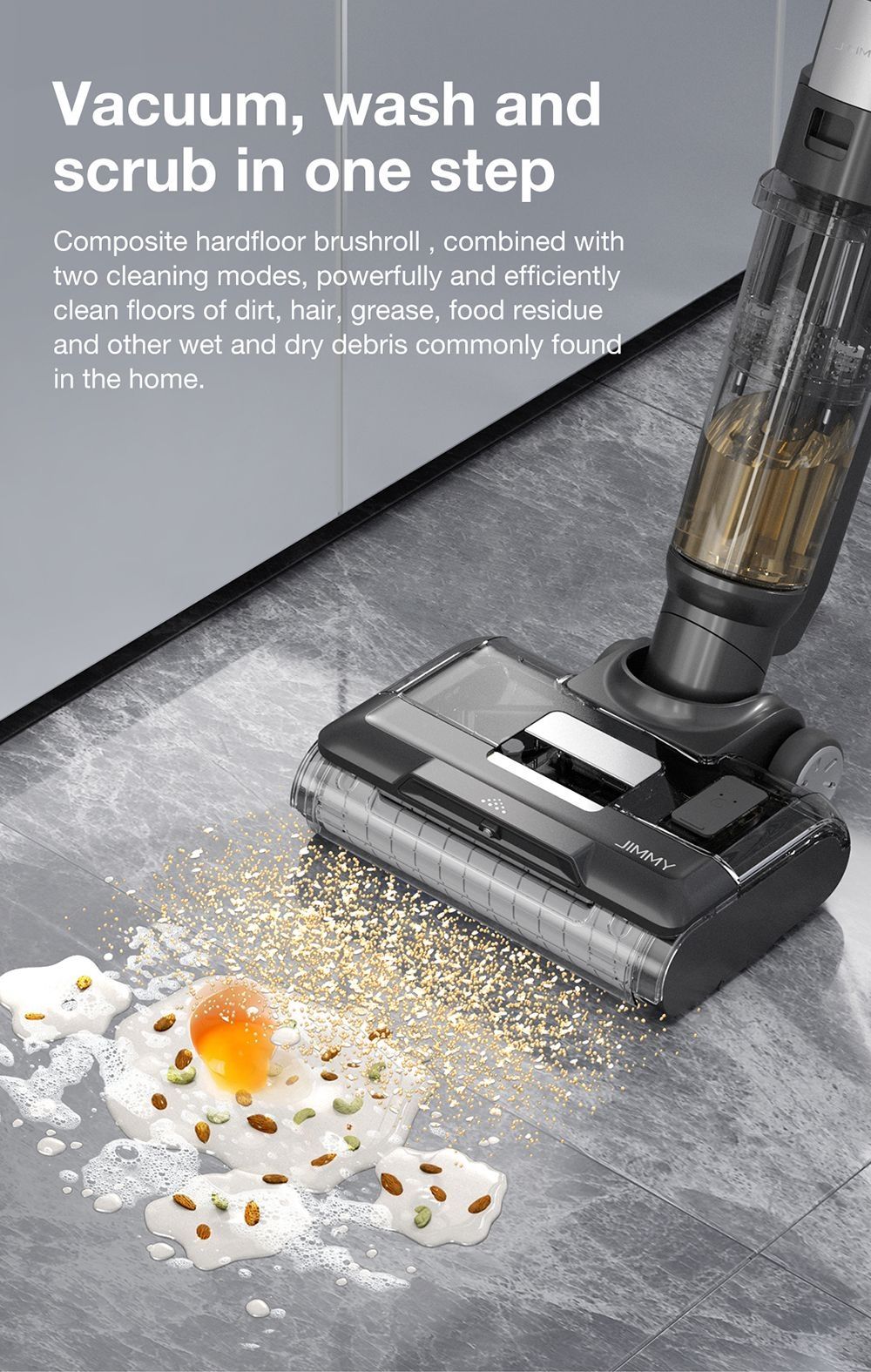 Refurbished JIMMY HW9 Cordless Wet and Dry Vacuum Cleaner, Self-Cleaning, 400ml Dust Water Tank, Waterproof Brushless, LED Display