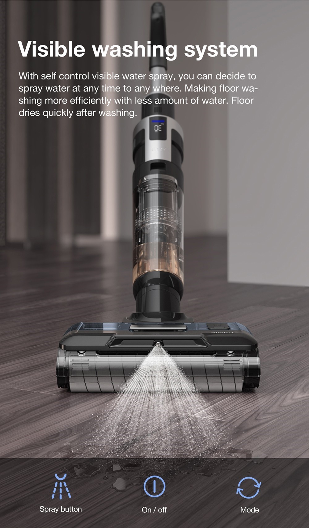 Refurbished JIMMY HW9 Cordless Wet and Dry Vacuum Cleaner, Self-Cleaning, 400ml Dust Water Tank, Waterproof Brushless, LED Display