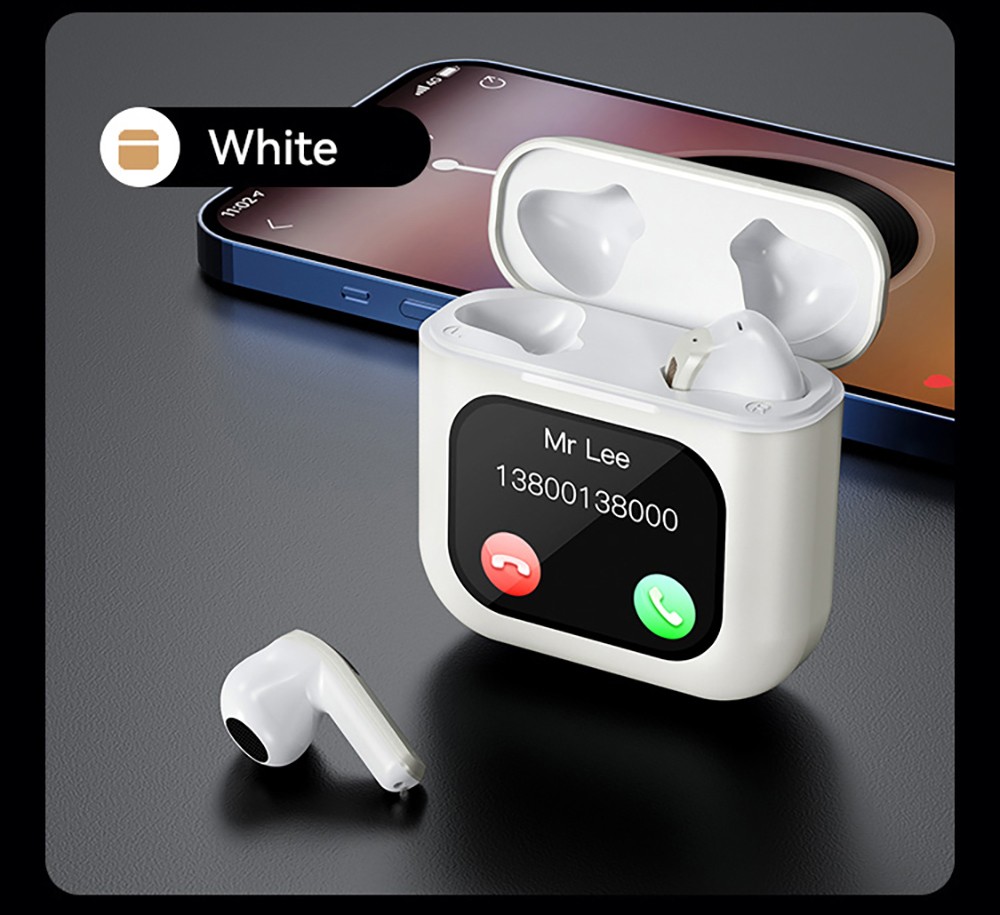 K1 Smart Touchscreen Bluetooth Earphones, Call Information Notification, ENC Call Noise Cancellation, Personalized Screensavers, Game Mode, Bluetooth 5.3, Up to 30 Hours Autonomy - Black