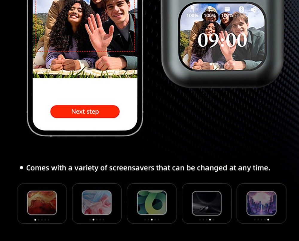 K1 Smart Touchscreen Bluetooth Earphones, Call Information Notification, ENC Call Noise Cancellation, Personalized Screensavers, Game Mode, Bluetooth 5.3, Up to 30 Hours Autonomy - Black