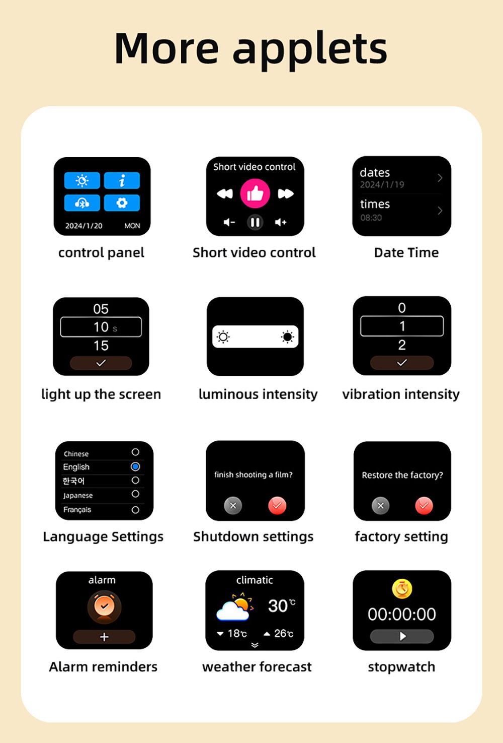 K1 Smart Touchscreen Bluetooth Earphones, Call Information Notification, ENC Call Noise Cancellation, Personalized Screensavers, Game Mode, Bluetooth 5.3, Up to 30 Hours Autonomy - Black