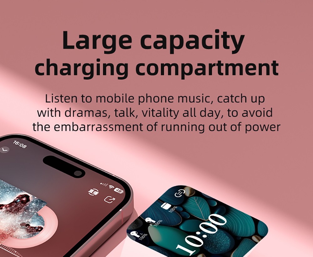 K8 Smart Touchscreen Bluetooth Earphones, 1.83-inch TFT Screen, ENC Call Noise Cancellation, Up to 30 Hours Autonomy - White