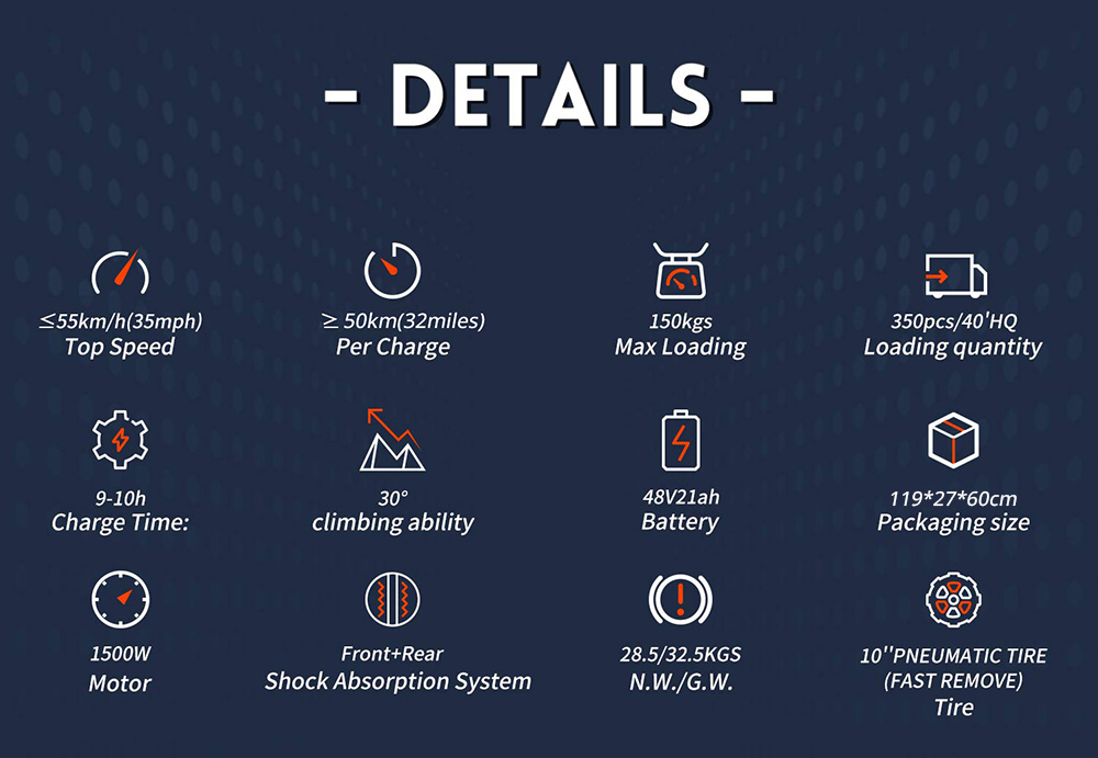 KUGOO G2 MAX Electric Scooter, 10' Pneumatic Tires 1500W Motor 48V 21Ah Battery 55km/h Max Speed 80km Range