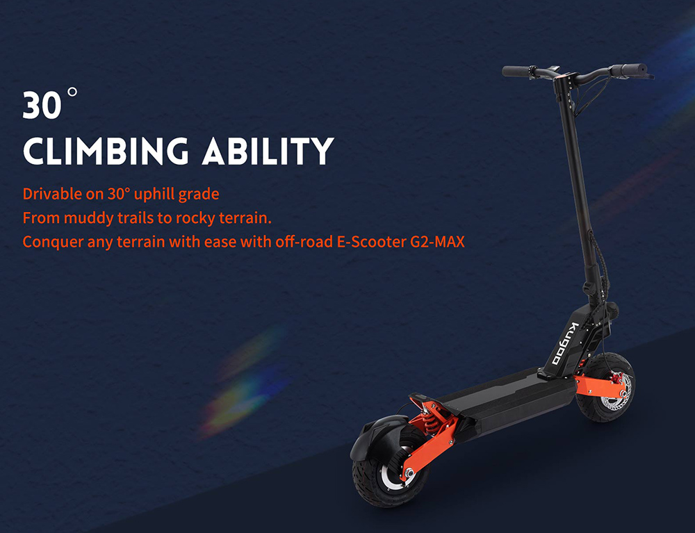 KUGOO G2 MAX Electric Scooter, 10' Pneumatic Tires 1500W Motor 48V 21Ah Battery 55km/h Max Speed 80km Range