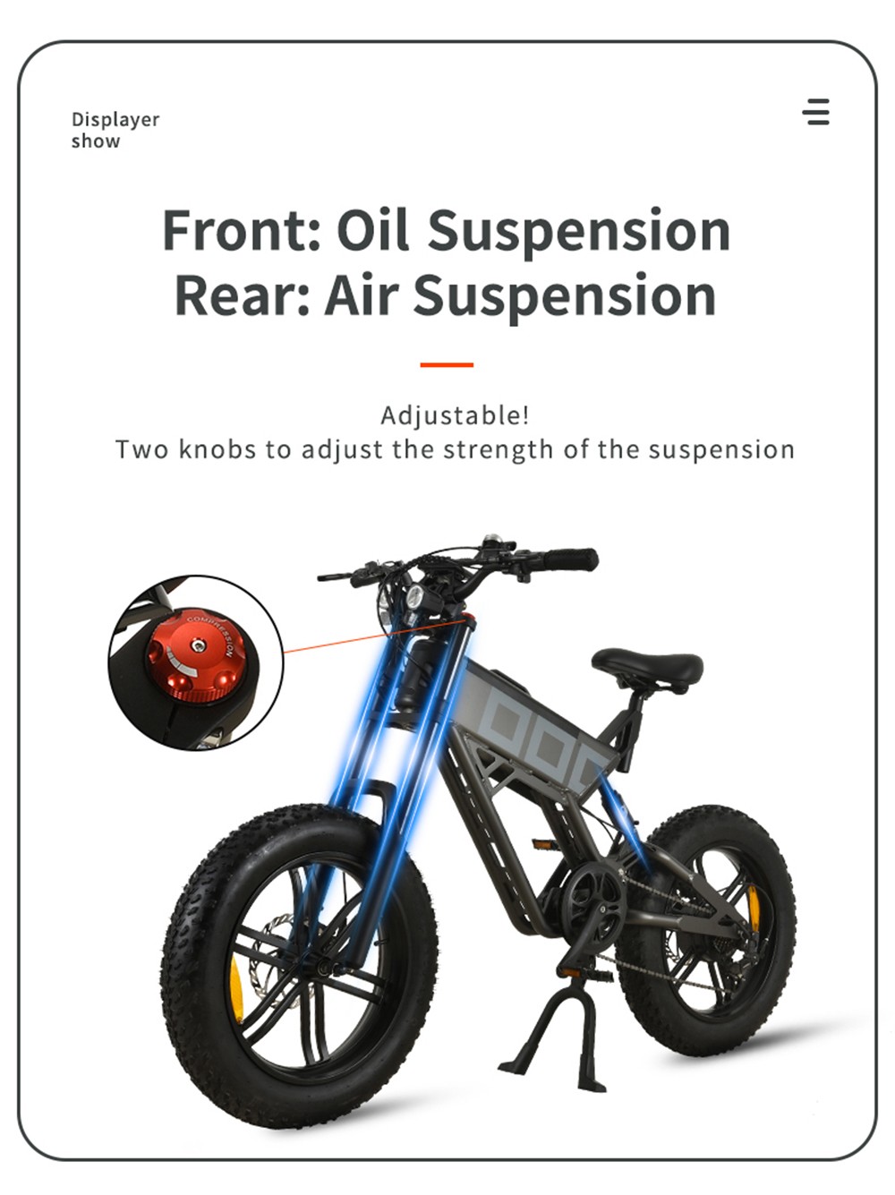 Refurbished KUGOO T01 Electric Bike 48V 500W Motor 13Ah Battery 20X4.0 inch Hydraulic Brakes 50-65KM Mileage 150KG Load - Black