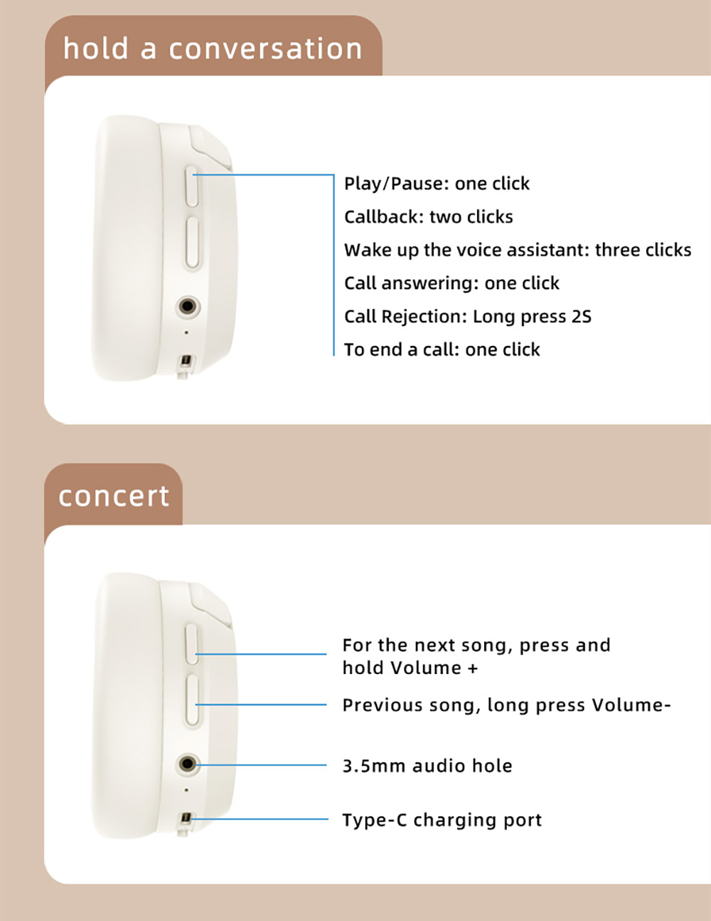 L50 ANC Foldable Headphones, Hi-Fi Audio, Bluetooth 5.4, 50 Hours Playtime (ANC on), Support Wired Connection - White