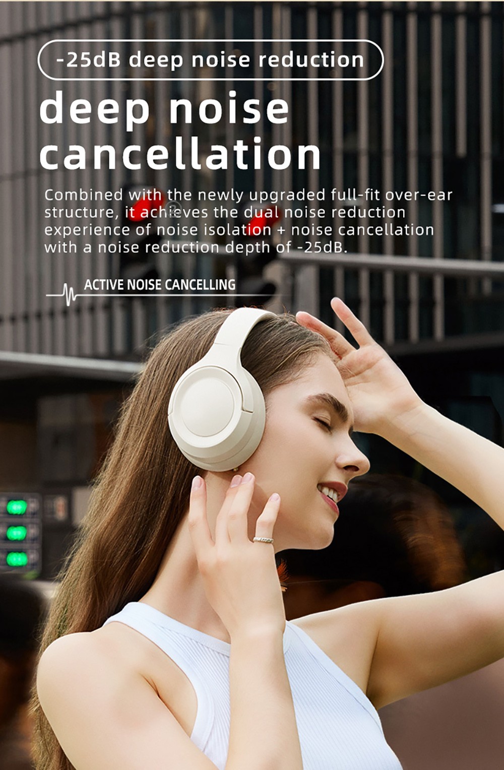 L50 ANC Foldable Headphones, Hi-Fi Audio, Bluetooth 5.4, 50 Hours Playtime (ANC on), Support Wired Connection - White