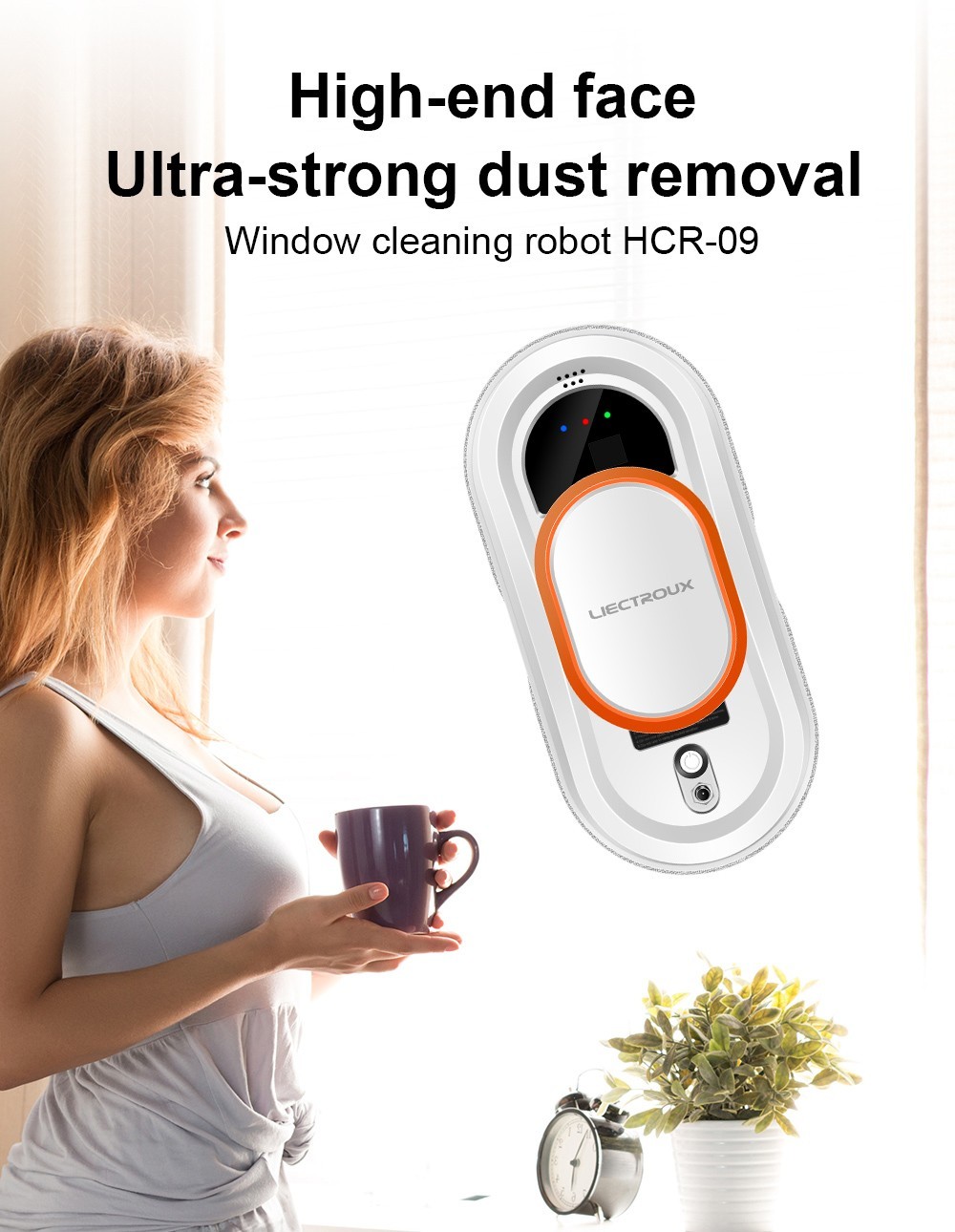 Refurbished Liectroux HCR-09 Window Cleaning Robot, 2800Pa Suction, 3 Auto Cleaning Modes, UPS Function, Edge Detection