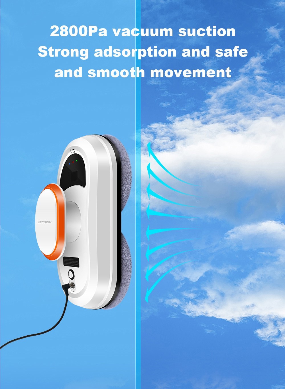 Refurbished Liectroux HCR-09 Window Cleaning Robot, 2800Pa Suction, 3 Auto Cleaning Modes, UPS Function, Edge Detection