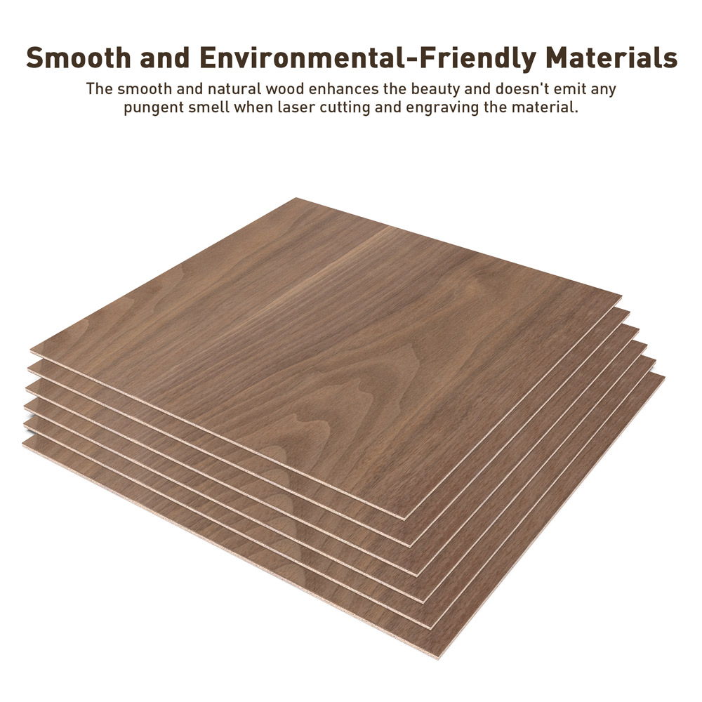 Mecpow 12 Stück Mahagoni-Platten + 12 Stück Walnuss-Platten, 300*300*3mm (11.8*11.8*0.11inch)