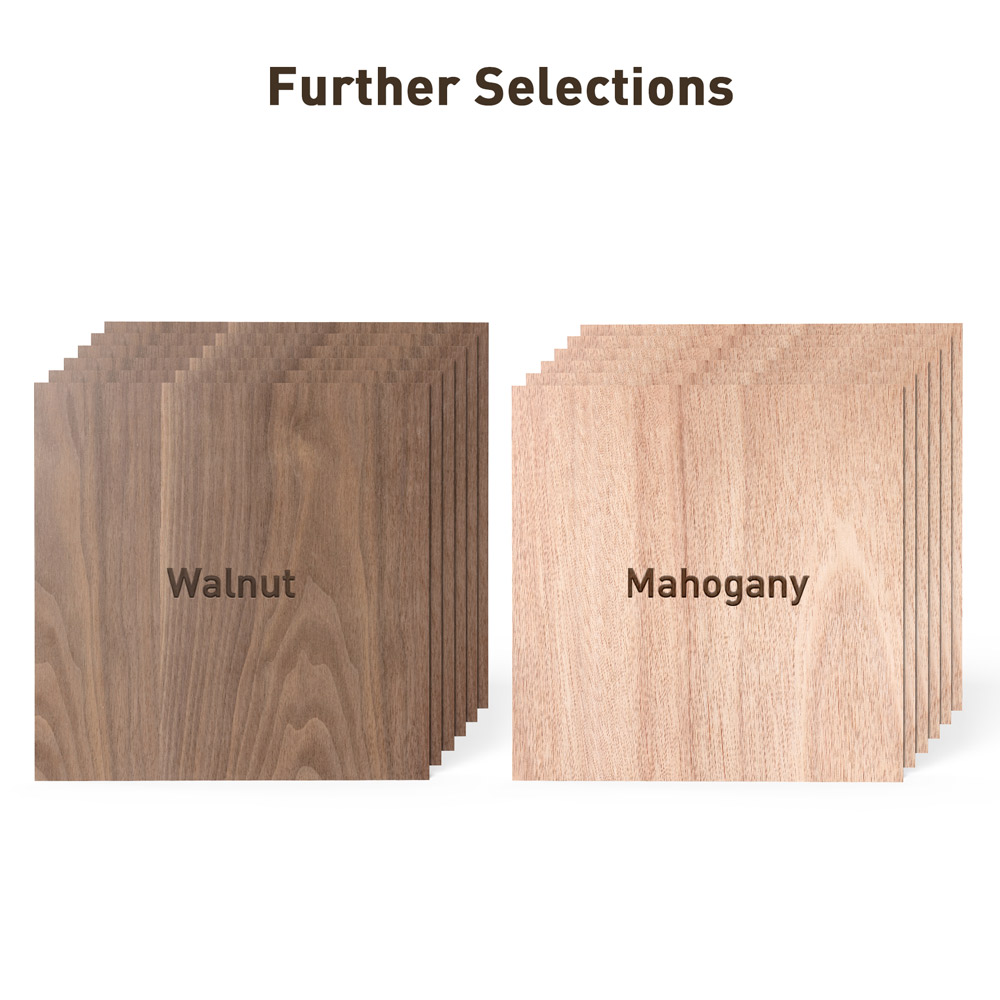 Mecpow 12 Stück Mahagoni-Platten + 12 Stück Walnuss-Platten, 300*300*3mm (11.8*11.8*0.11inch)