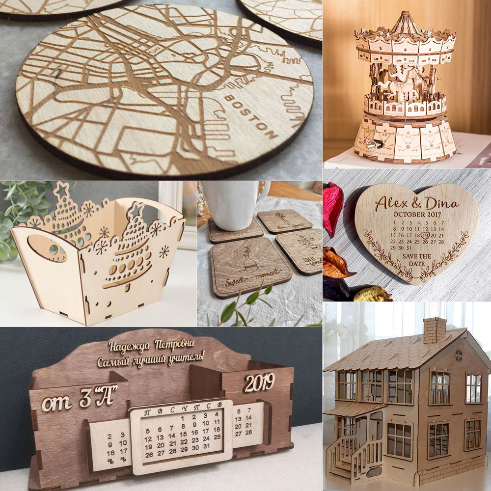 Mecpow 12 Stück Mahagoni-Platten + 12 Stück Walnuss-Platten, 300*300*3mm (11.8*11.8*0.11inch)