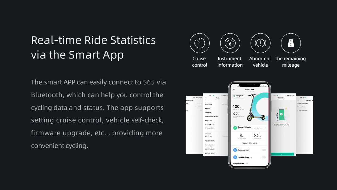 NAVEE S65 Electric Scooter 10 Inch Pneumatic Tire 48V 500W Motor 65km Mileage 25km/h Max Speed