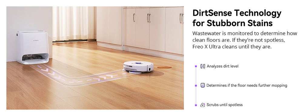 Refurbished Narwal Freo X Ultra Robot Vacuum Cleaner, 8200Pa Suction, 210min Runtime, Tri-Laser Navigation, Zero-Tangling Floating Brush, 1L Disposable Bag, 7-week Dust Storage