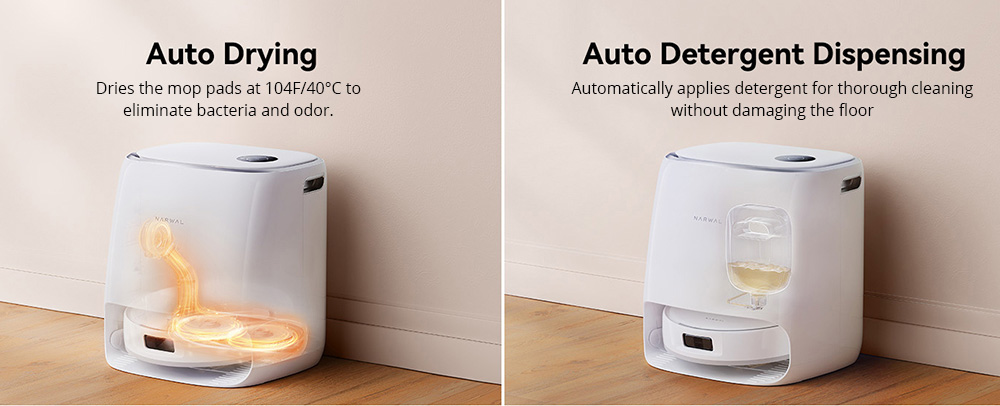 Refurbished Narwal Freo X Ultra Robot Vacuum Cleaner, 8200Pa Suction, 210min Runtime, Tri-Laser Navigation, Zero-Tangling Floating Brush, 1L Disposable Bag, 7-week Dust Storage