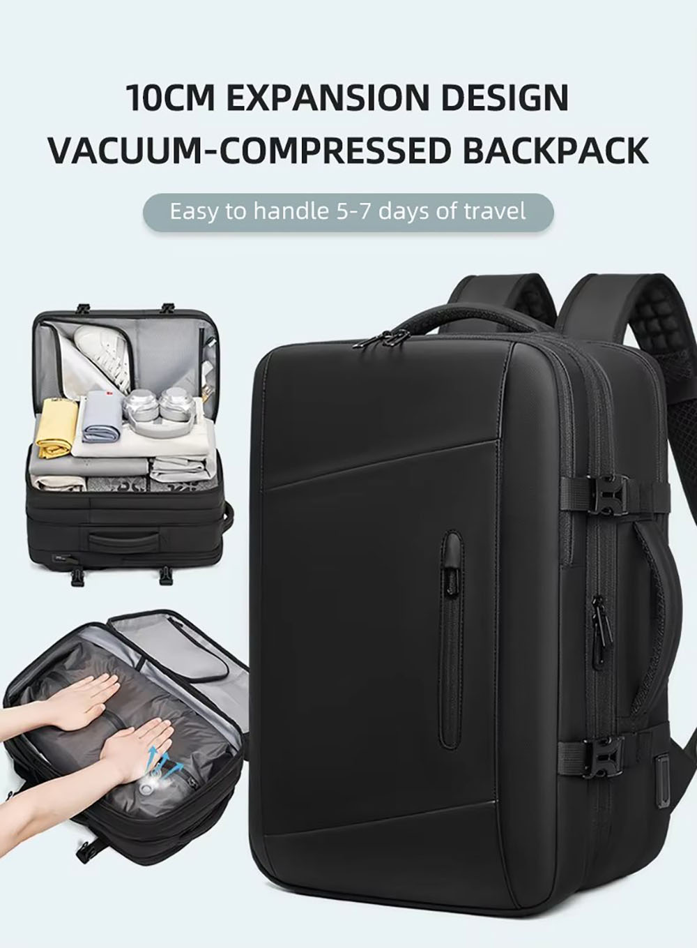 Outwalk 7767 Waterproof Travel Laptop Backpack, with USB Charging Port, Wet & Dry Pocket, Vacuum Compression, Fits 17inch Computer, Extra Large for Men Women