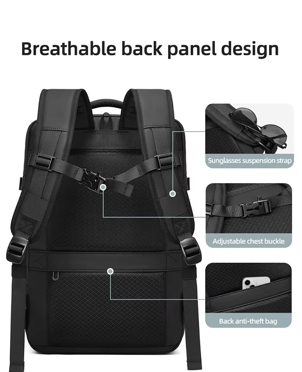 Outwalk 7767 Waterproof Travel Laptop Backpack, with USB Charging Port, Wet & Dry Pocket, Vacuum Compression, Fits 17inch Computer, Extra Large for Men Women