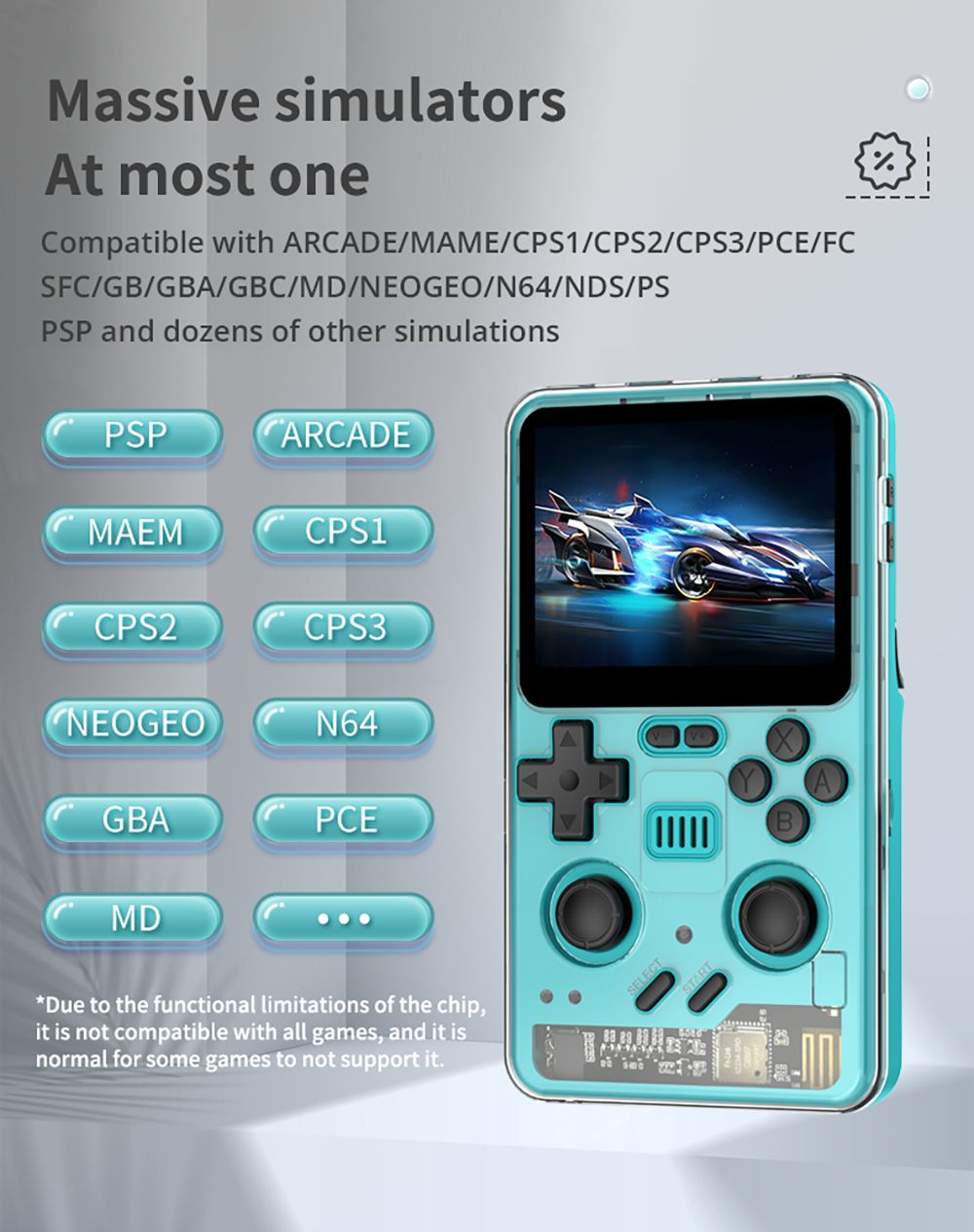 Powkiddy RGB20 Pro Handheld Game Console, Open Source Linux, 3.5-inch 1024*768 IPS Screen, 16GB + 64GB TF Card, Built-in Cavity Speaker, 6 Hours Autonomy, 64-bit 3D Simulators, HD Output - Yellow