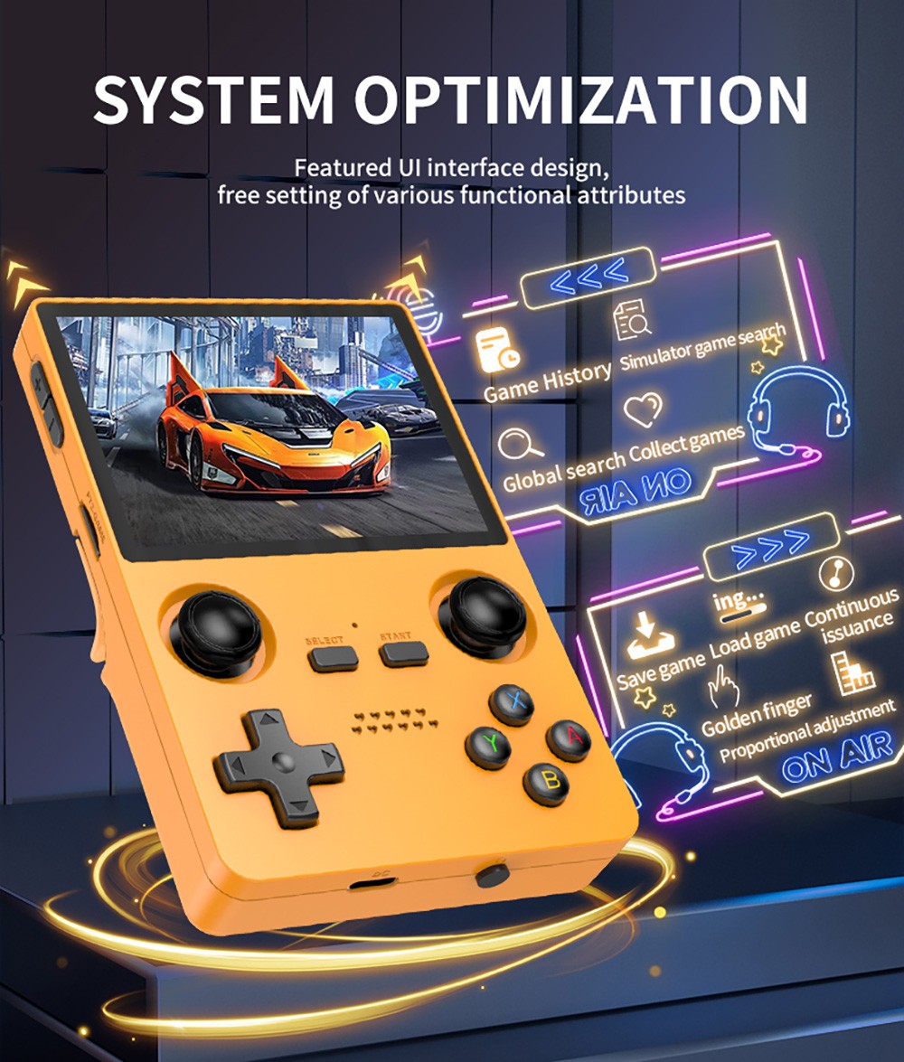 Powkiddy X35S Handheld Game Console, 3.5-inch IPS Screen, Open Source Linux System, 16GB + 128GB TF Card - Black