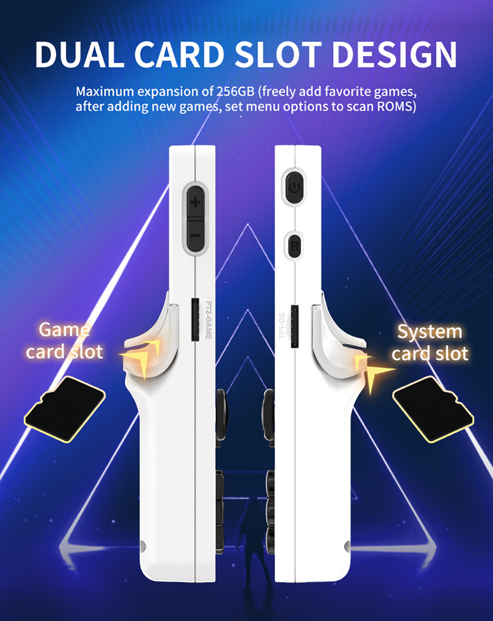 Powkiddy X35S Handheld Game Console, 3.5-inch IPS Screen, Open Source Linux System, 16GB + 128GB TF Card - White