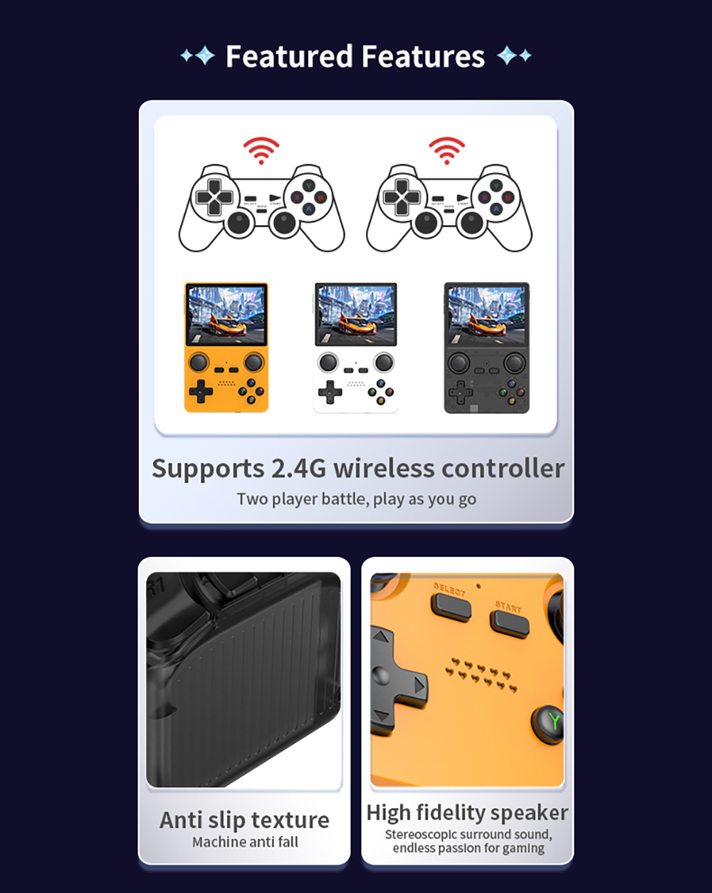 Powkiddy X35S Handheld Game Console, 3.5-inch IPS Screen, Open Source Linux System, 16GB + 64GB TF Card - Black