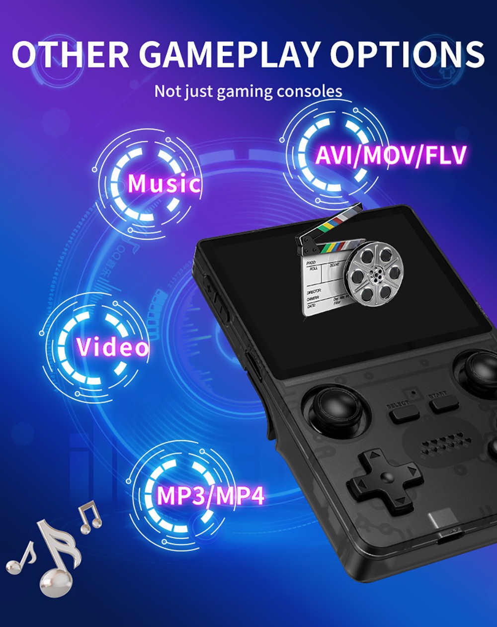 Powkiddy X35S Handheld Game Console, 3.5-inch IPS Screen, Open Source Linux System, 16GB + 64GB TF Card - Black