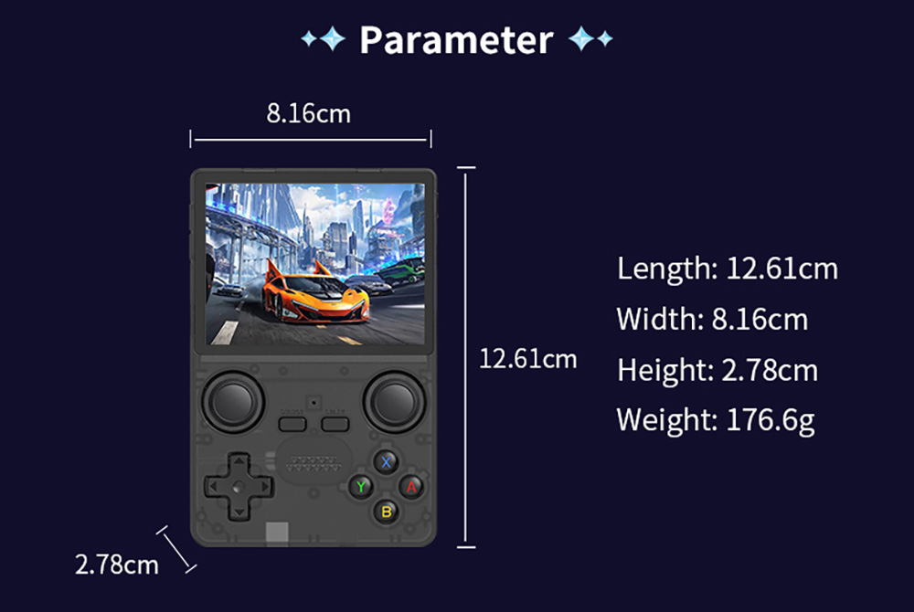 Powkiddy X35S Handheld Game Console, 3.5-inch IPS Screen, Open Source Linux System, 16GB + 64GB TF Card - Yellow