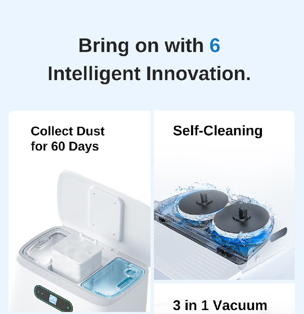 ROIDMI EVA 3-in-1 3200Pa Robot Vacuum, Cleaner Sweeping & Vacuuming & Mopping, Self-Cleaning and Emptying Robot Vacuum