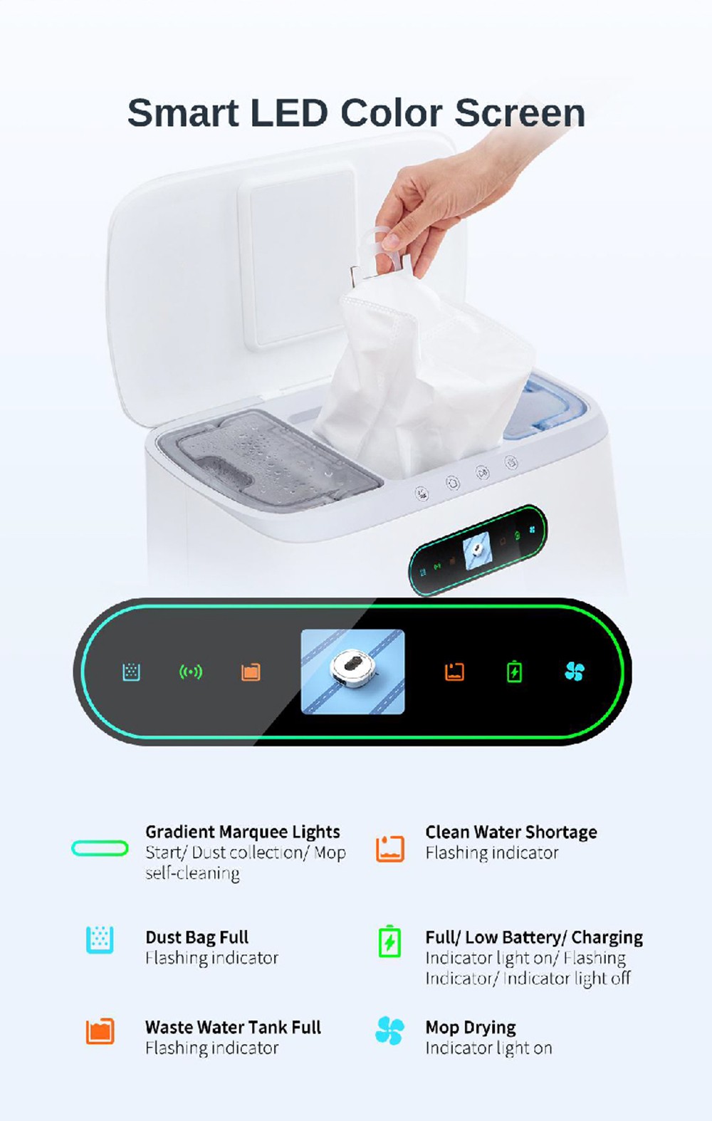 ROIDMI EVA 3-in-1 3200Pa Robot Vacuum, Cleaner Sweeping & Vacuuming & Mopping, Self-Cleaning and Emptying Robot Vacuum