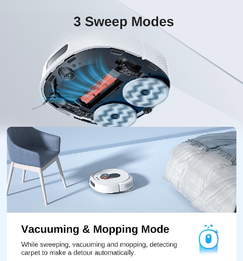 ROIDMI EVA 3-in-1 3200Pa Robot Vacuum, Cleaner Sweeping & Vacuuming & Mopping, Self-Cleaning and Emptying Robot Vacuum